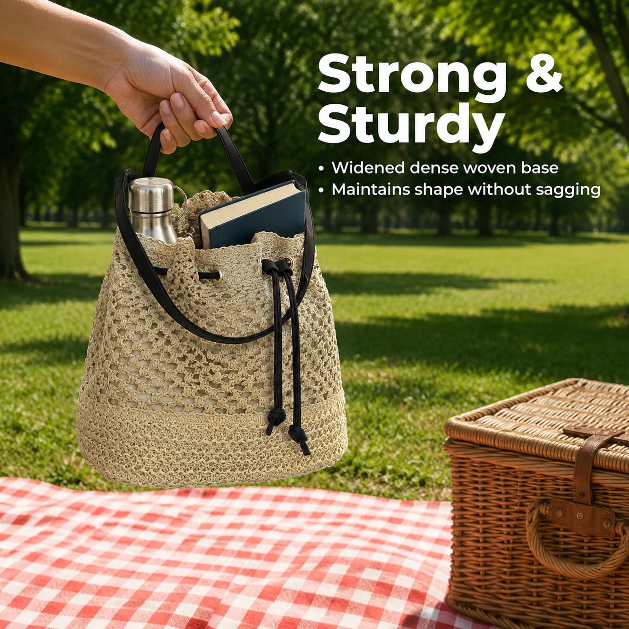 Fashion Hollow Straw Large Capacity Shoulder Crossbody Beach Tote Bag for Women