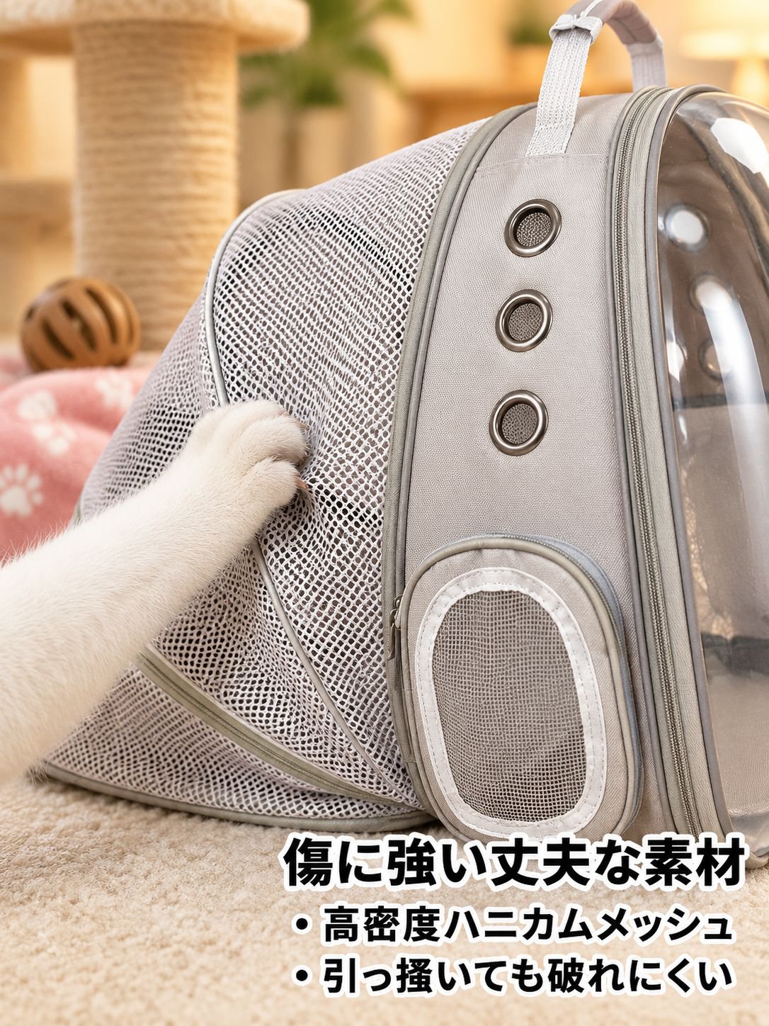拡張可能な通気性あるペットリュック