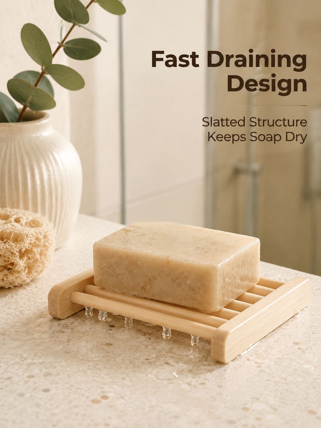 Wooden soap rack for bathroom storage