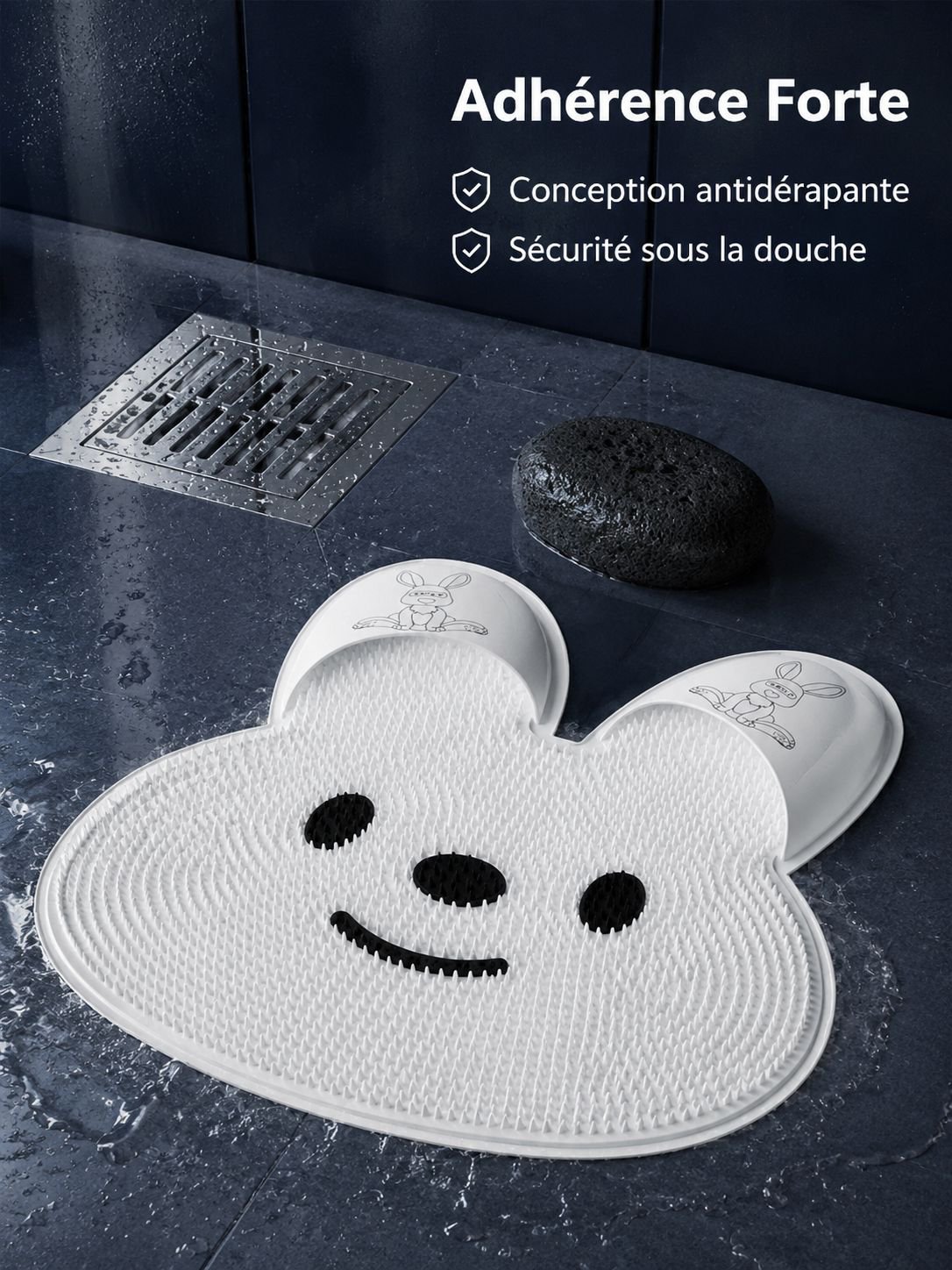 Coussinets de massage en silicone antidérapants motif lapin