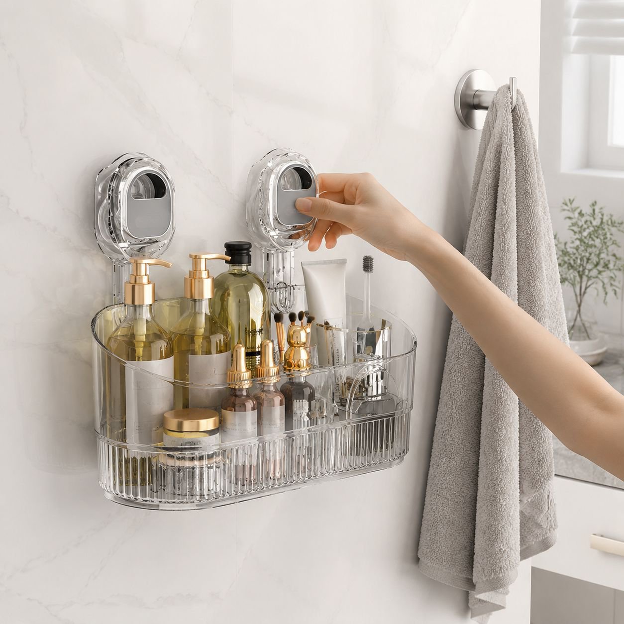 Platzsparender Aufbewahrungskorb für Shampoo und Seife