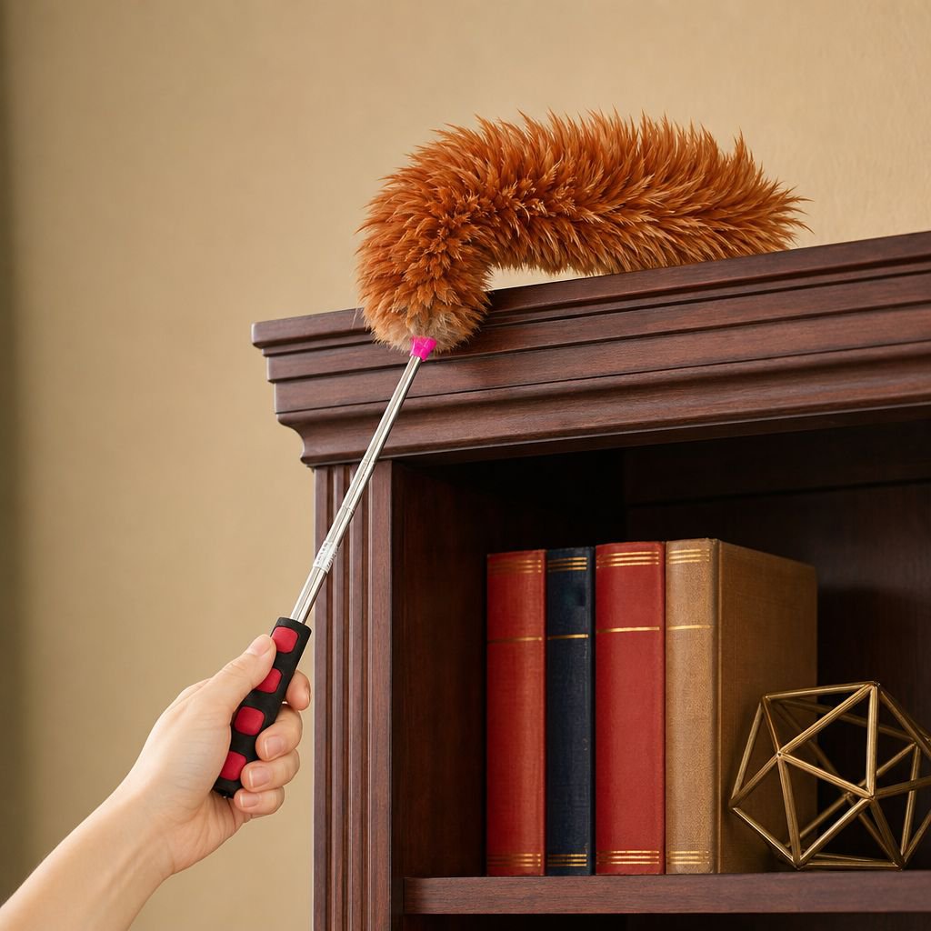 Feather duster, for household and vehicle use, extended and thickened for enhanced flexibility, suit