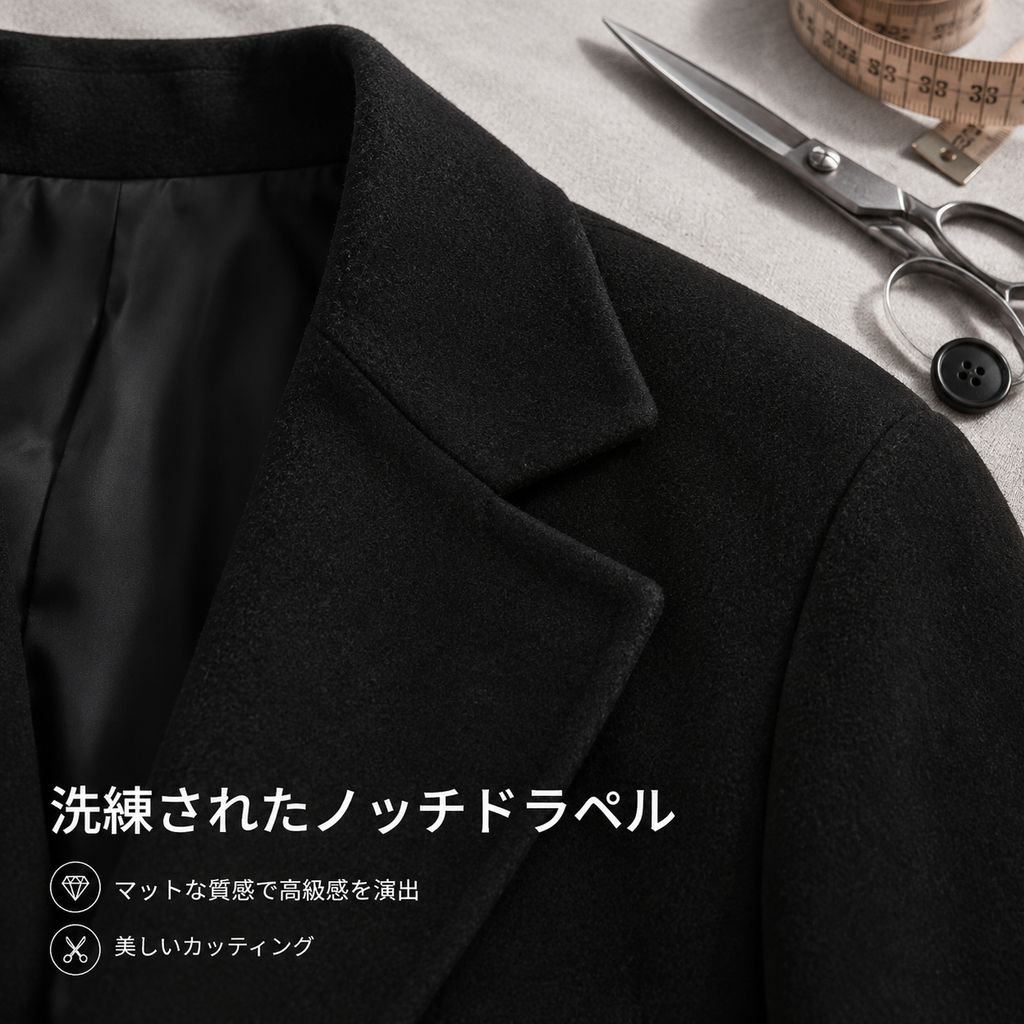 メンズ ミドル丈 カジュアルウールコート