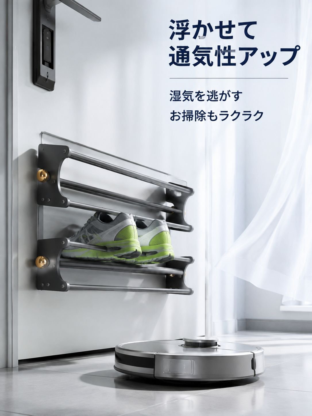 家庭用伸縮調節可能な大容量マグネット式シューズラック