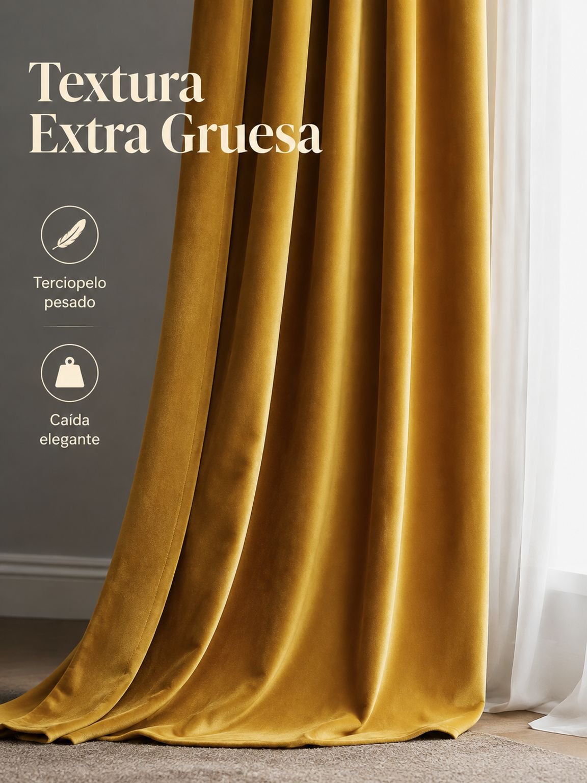 Cortina de terciopelo de estilo lujo ligero