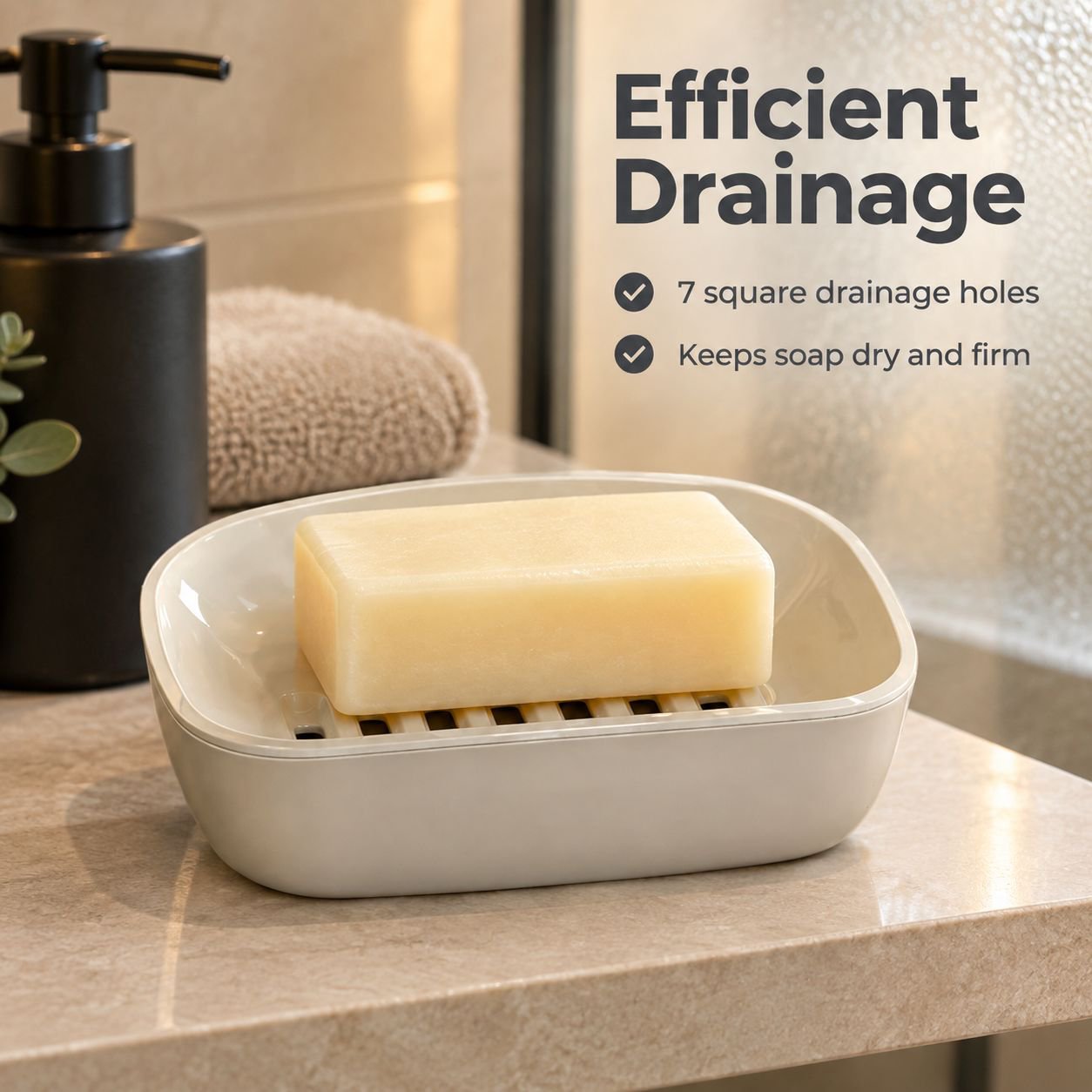 Soap box with drainage system to keep bar soap dry and clean
