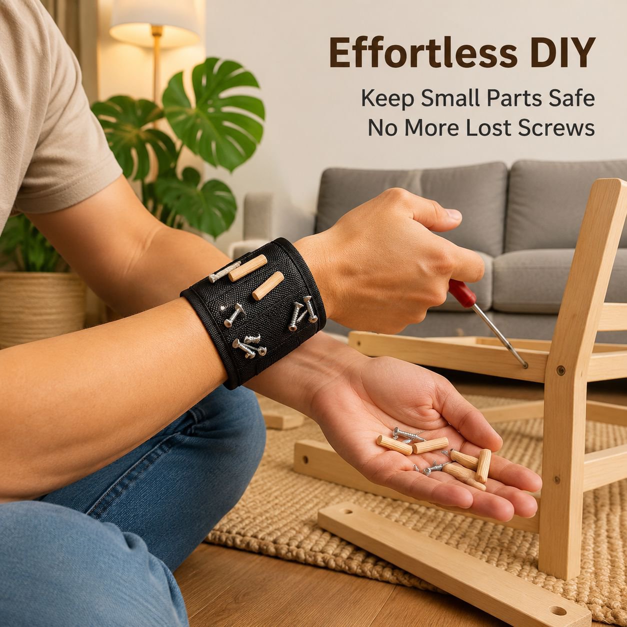 Magnetic Wristband for Electricians, Strong Magnet Tool Holder for Screws