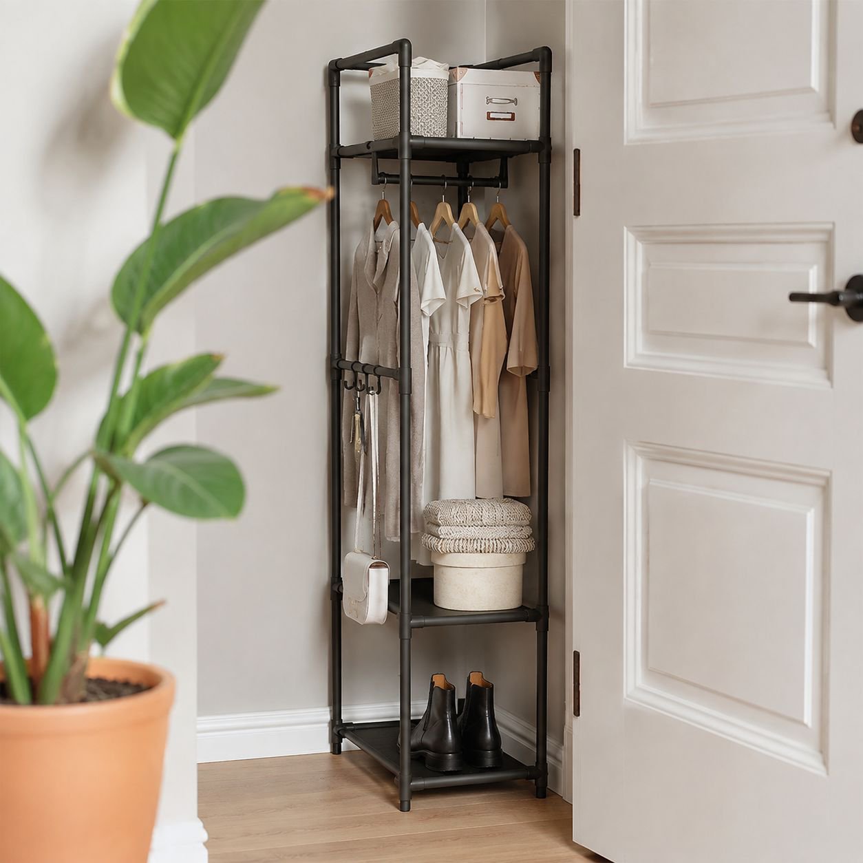 Porte-manteau de rangement moderne et minimaliste style Japon-Corée