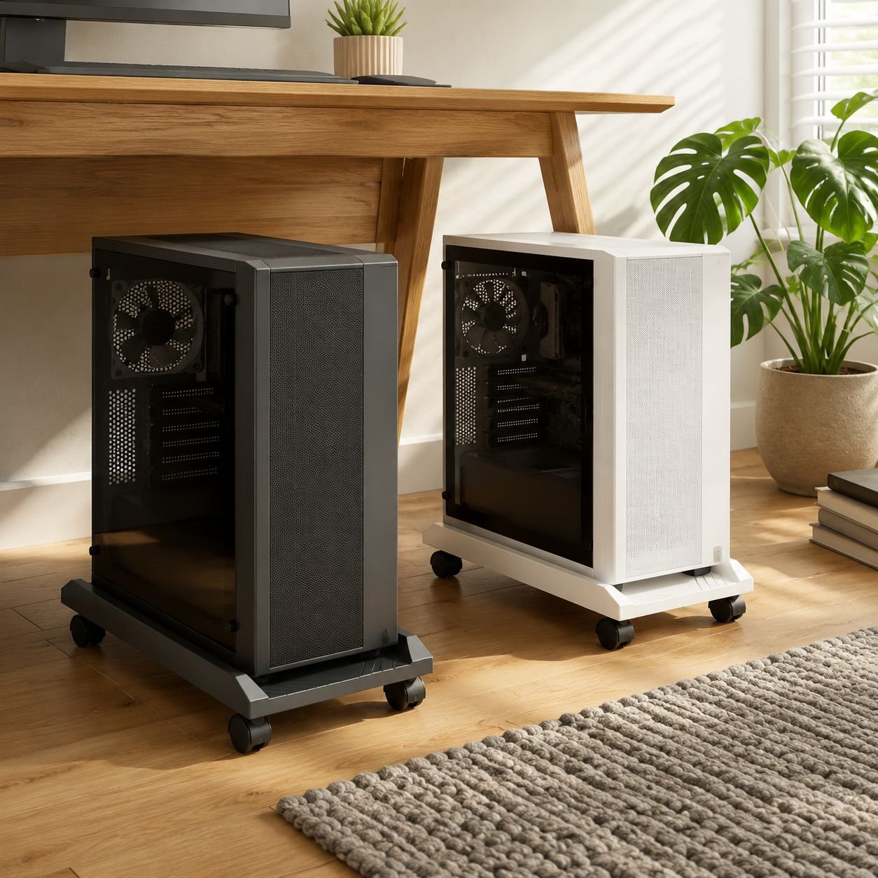 All-in-One Computer and Printer Stand with Wheels for Home Use