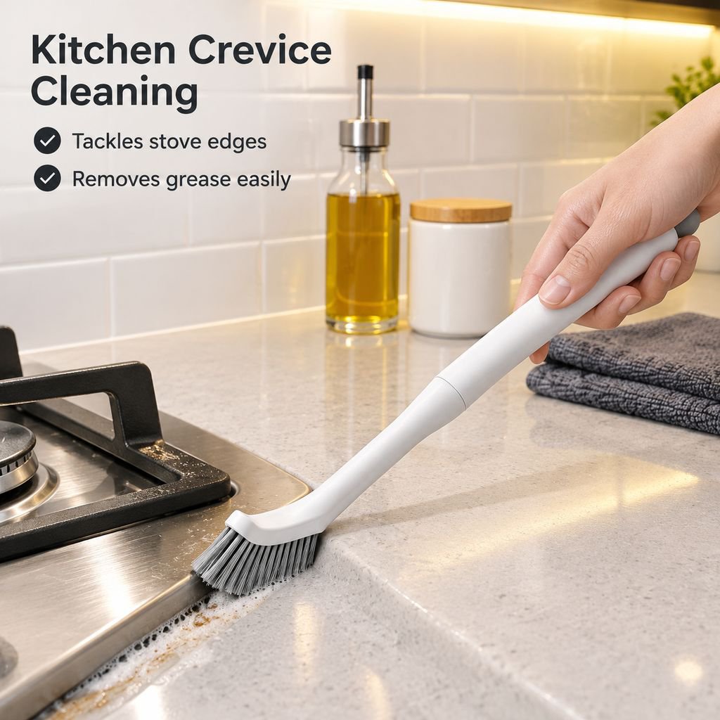 Multifunctional Hard Bristle Crevice Brush Bathroom Tile Floor Grout Cleaning Brush