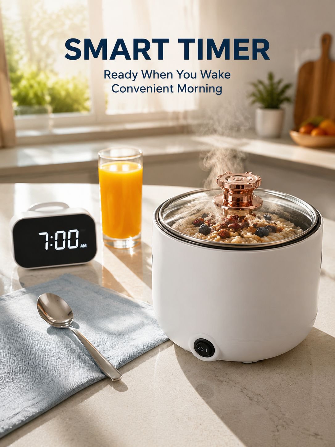 Hot Pot Porridge Rice Cooker, Two-Level Fire, Nonstick Inner Liner, Timer Function
