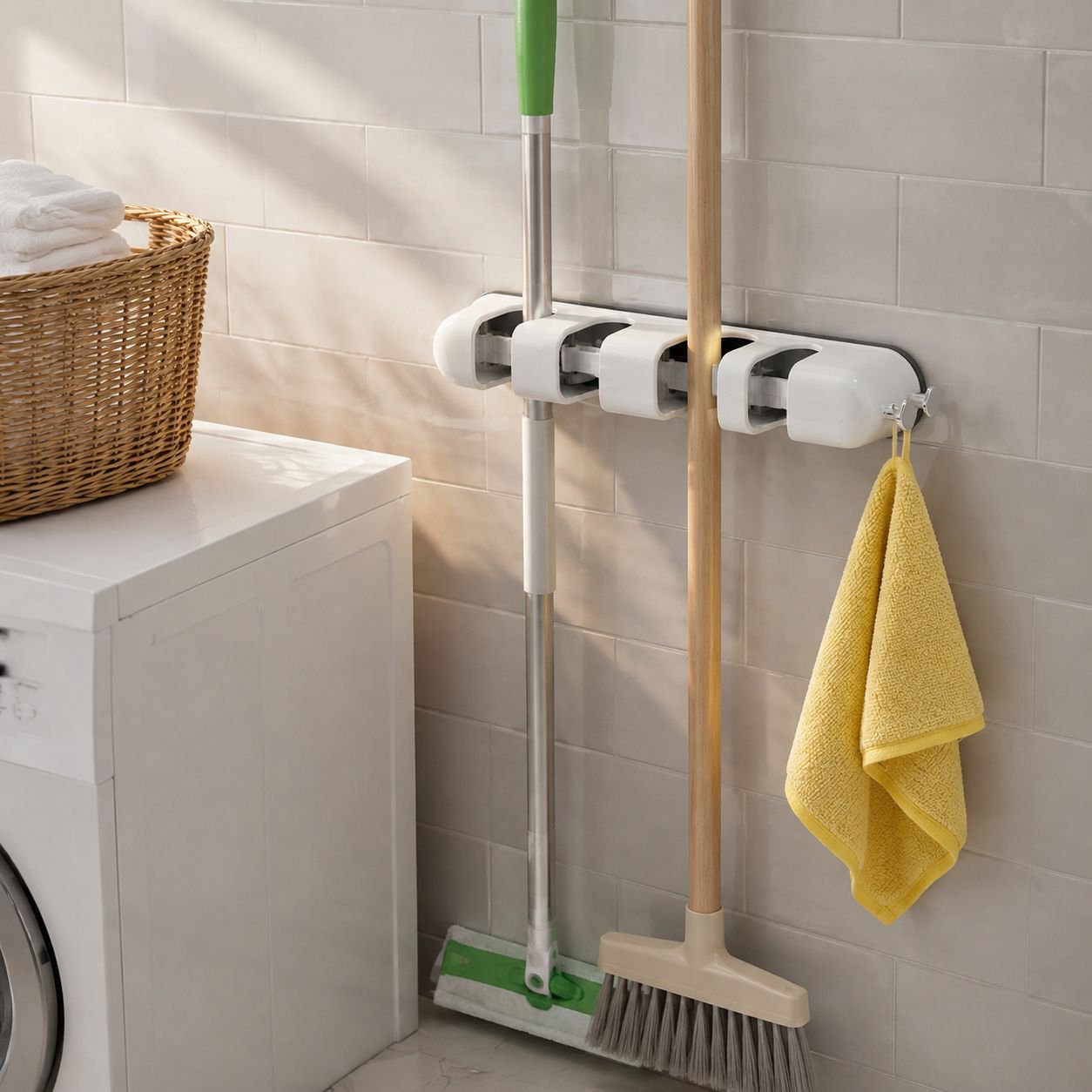 Dopamine Suction Cup Mop Holder Stainless Steel No Hole Home Hook