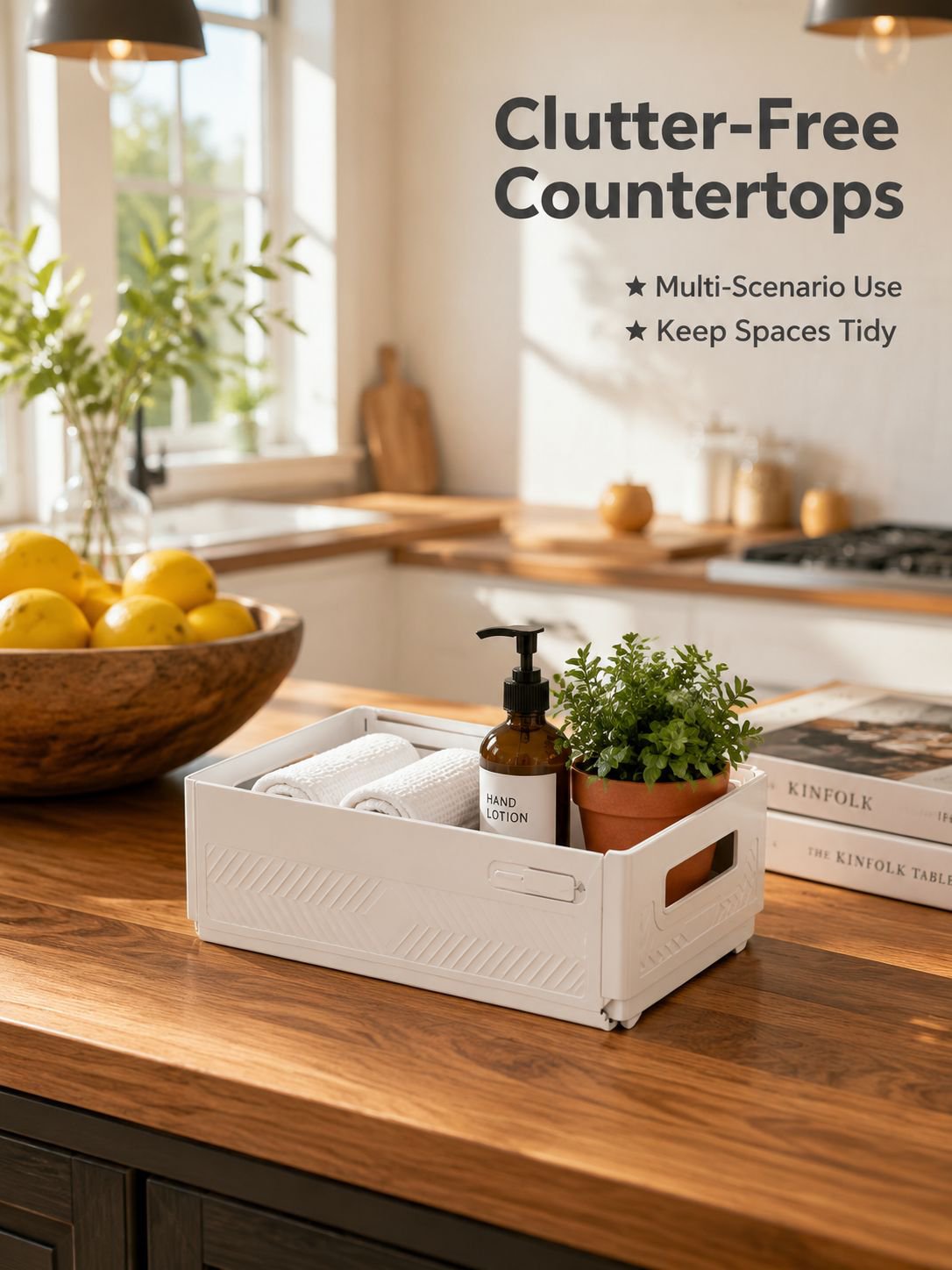 Cabinet storage box, drawer-style extendable desktop snack and sundry kitchen organizer, deep cabine
