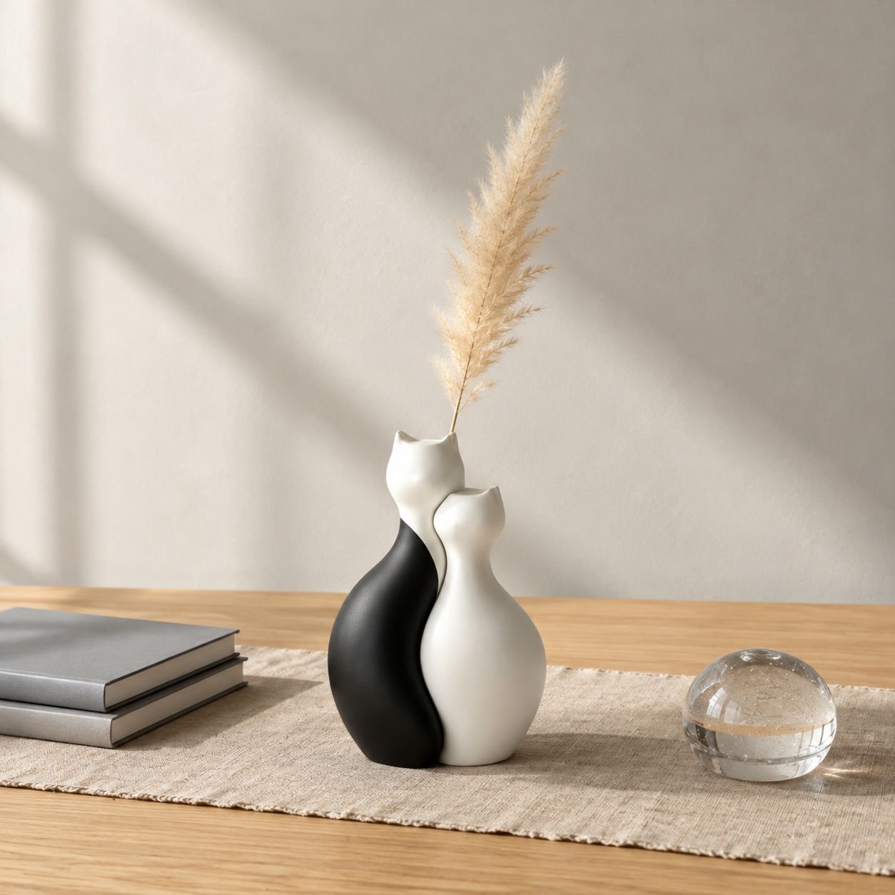 Cat Shaped Desktop Vase Ornament, Two Colors Available
