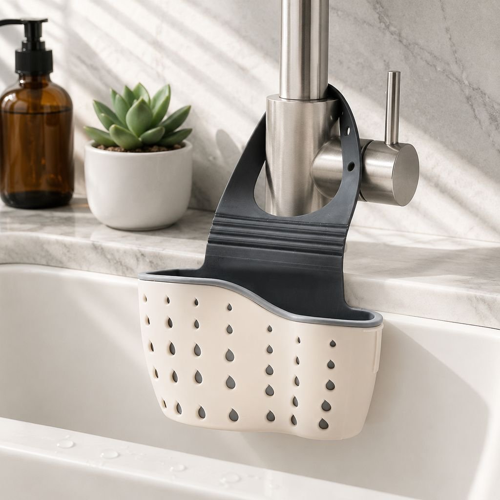 Kitchen Sink No-Drill Drain Storage Hanging Basket Multifunctional Organizer