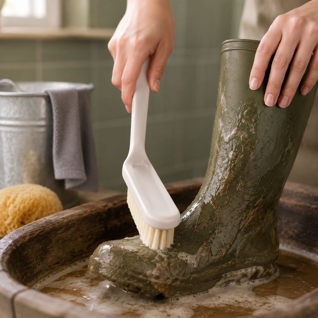 Household Soft Bristle Long Handle Brush