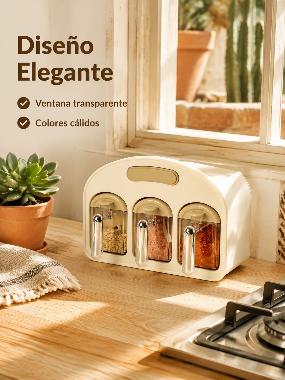 Caja de condimentos y estante para condimentos