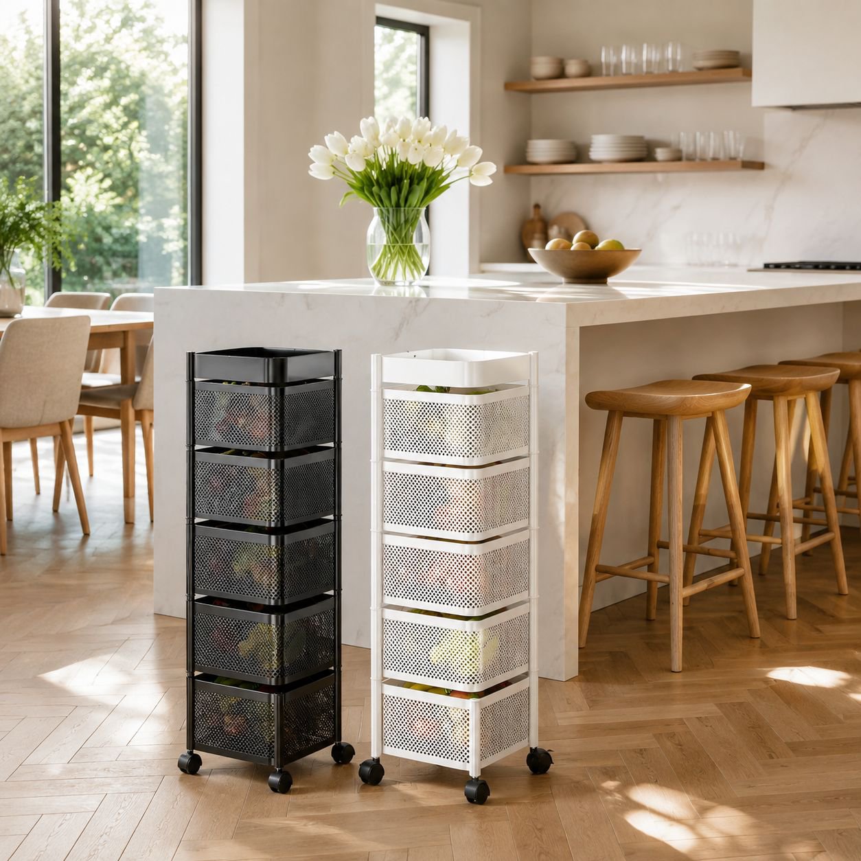 Compact kitchen shelf maximizing countertop space