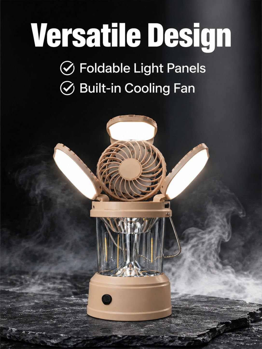 Portable High-Intensity Folding Tent Light Fan Multifunctional Camping Lantern