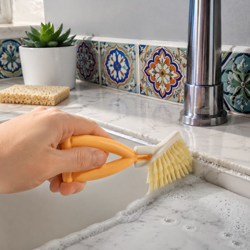 Cross-Border Gap Cleaning Fiber Brush, Triangular Brush, Foldable Draining Rack, Kitchen Countertop,