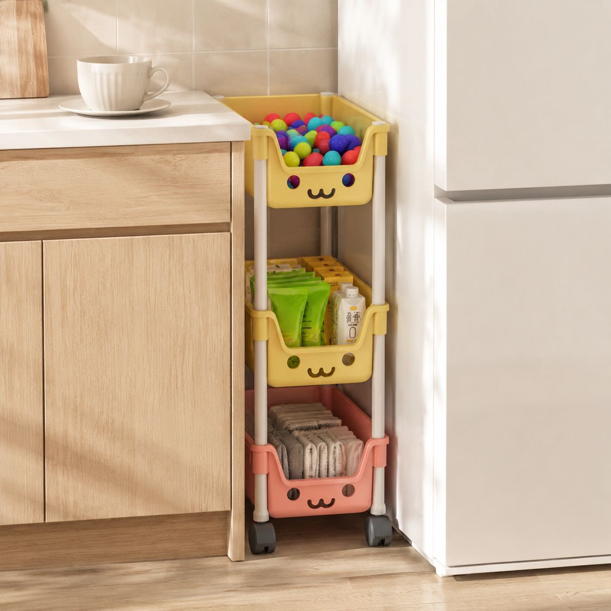 Multi-Layer Mobile Kids Toy Storage Shelf and Bookshelf