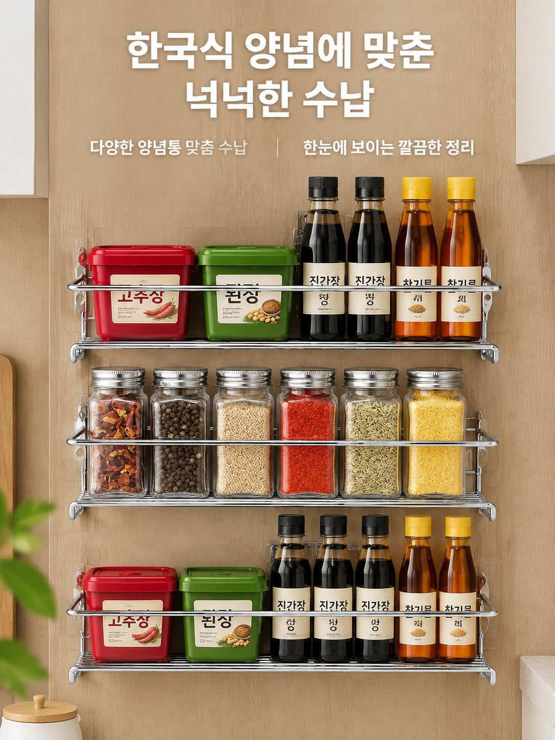 무타공 다단 주방 양념 선반