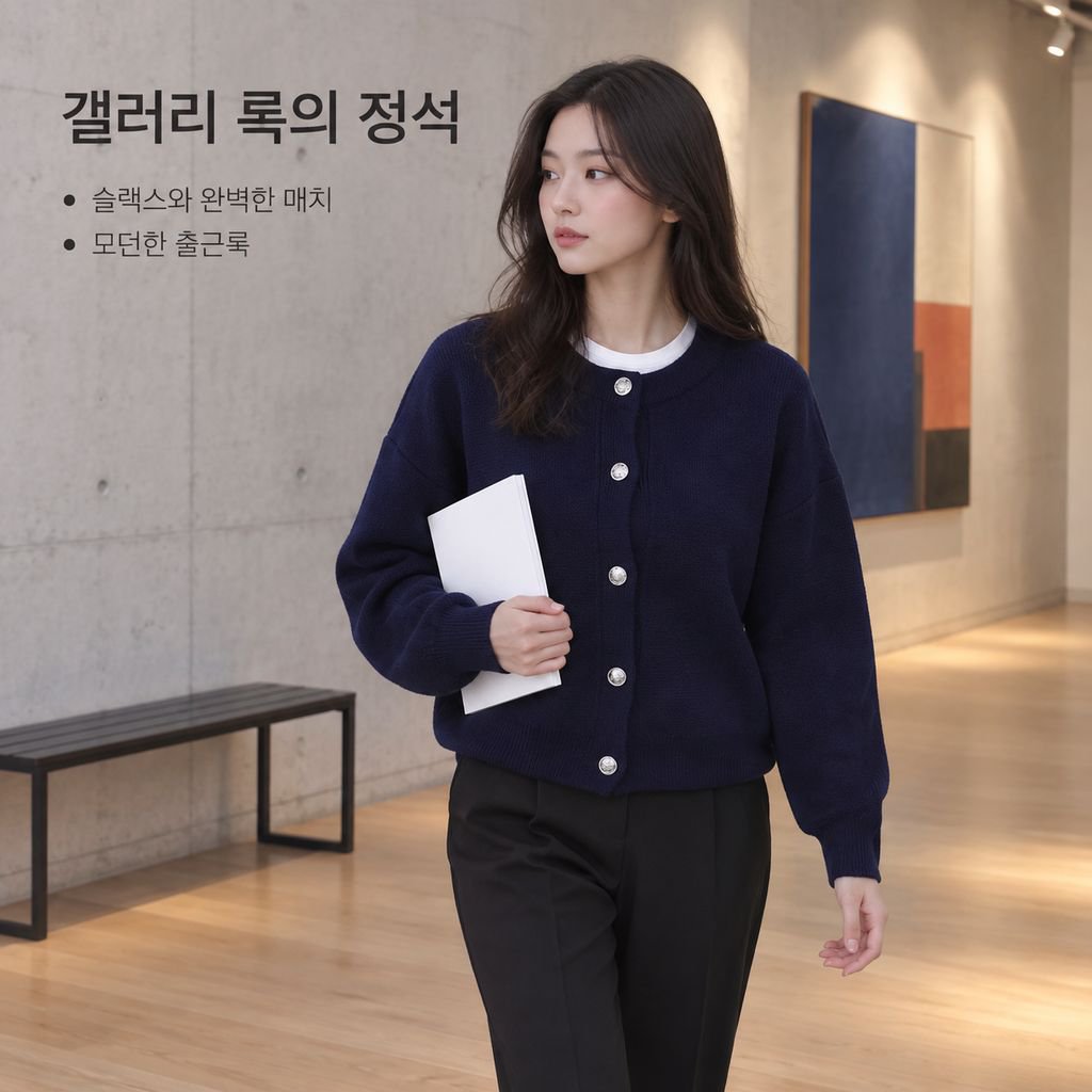 여성용 무지 루즈핏 니트 가디건