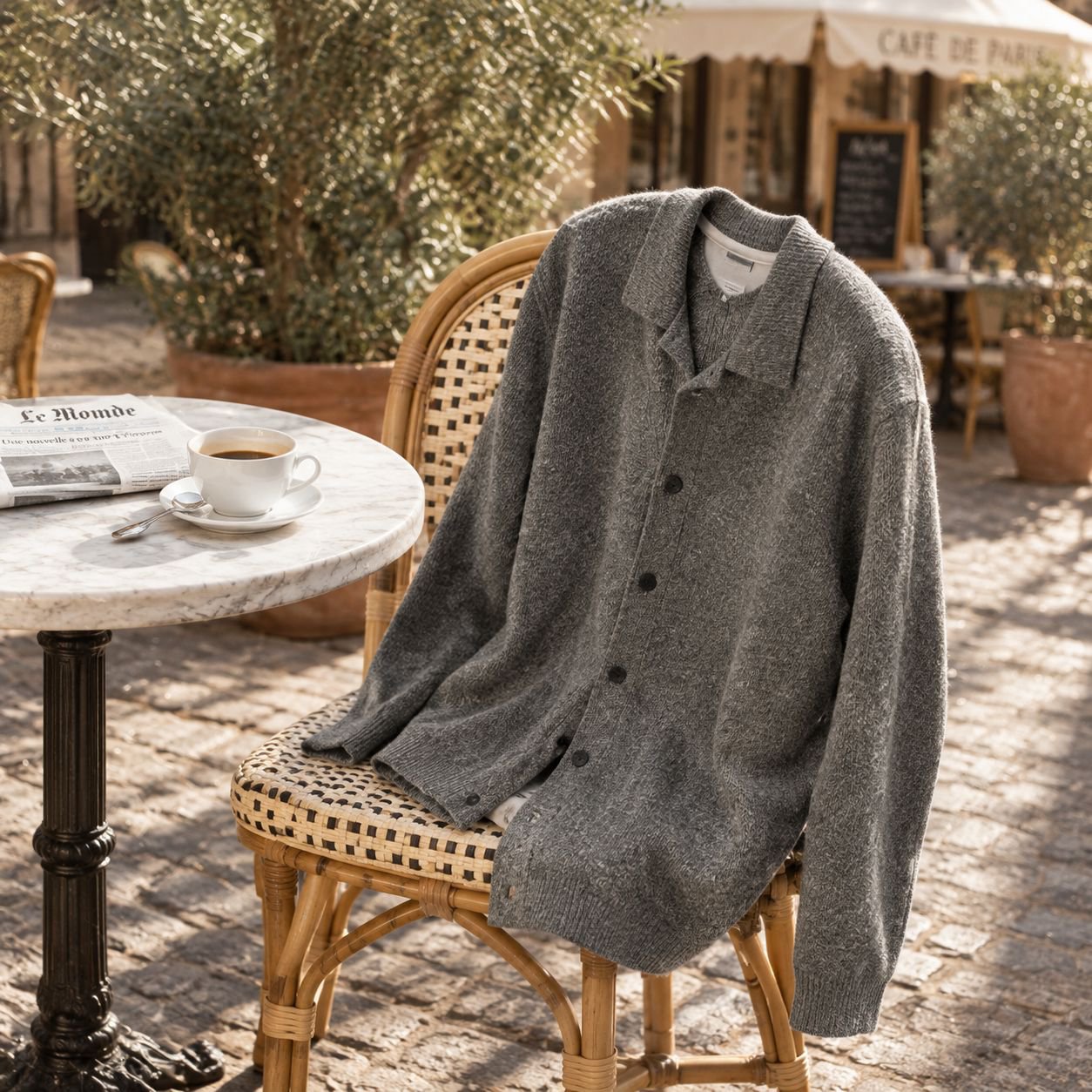 Gilet en tricot épais à col montant pour homme automne-hiver