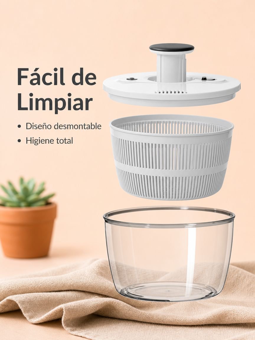 Cesta giratoria manual para escurrir frutas y verduras para el hogar
