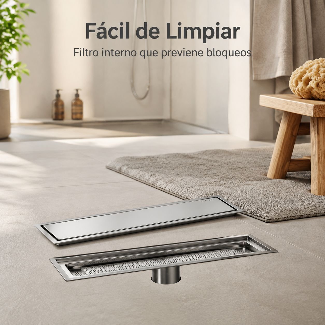 Rejilla de desagüe invisible de acero inoxidable 304 para cocina y baño, 10x40cm