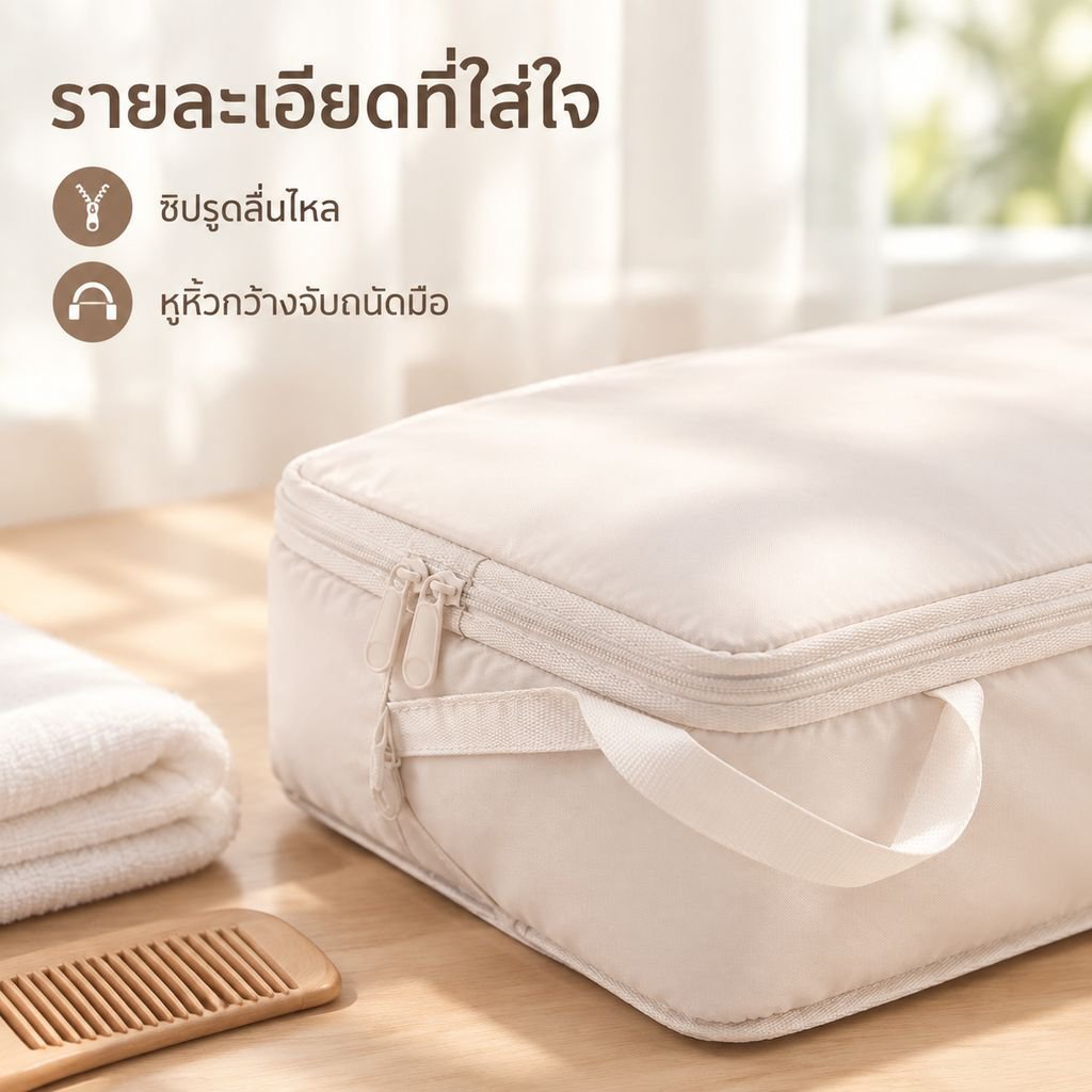 กระเป๋าเก็บเสื้อผ้าและชุดชั้นในสำหรับเดินทางแบบบีบอัดได้