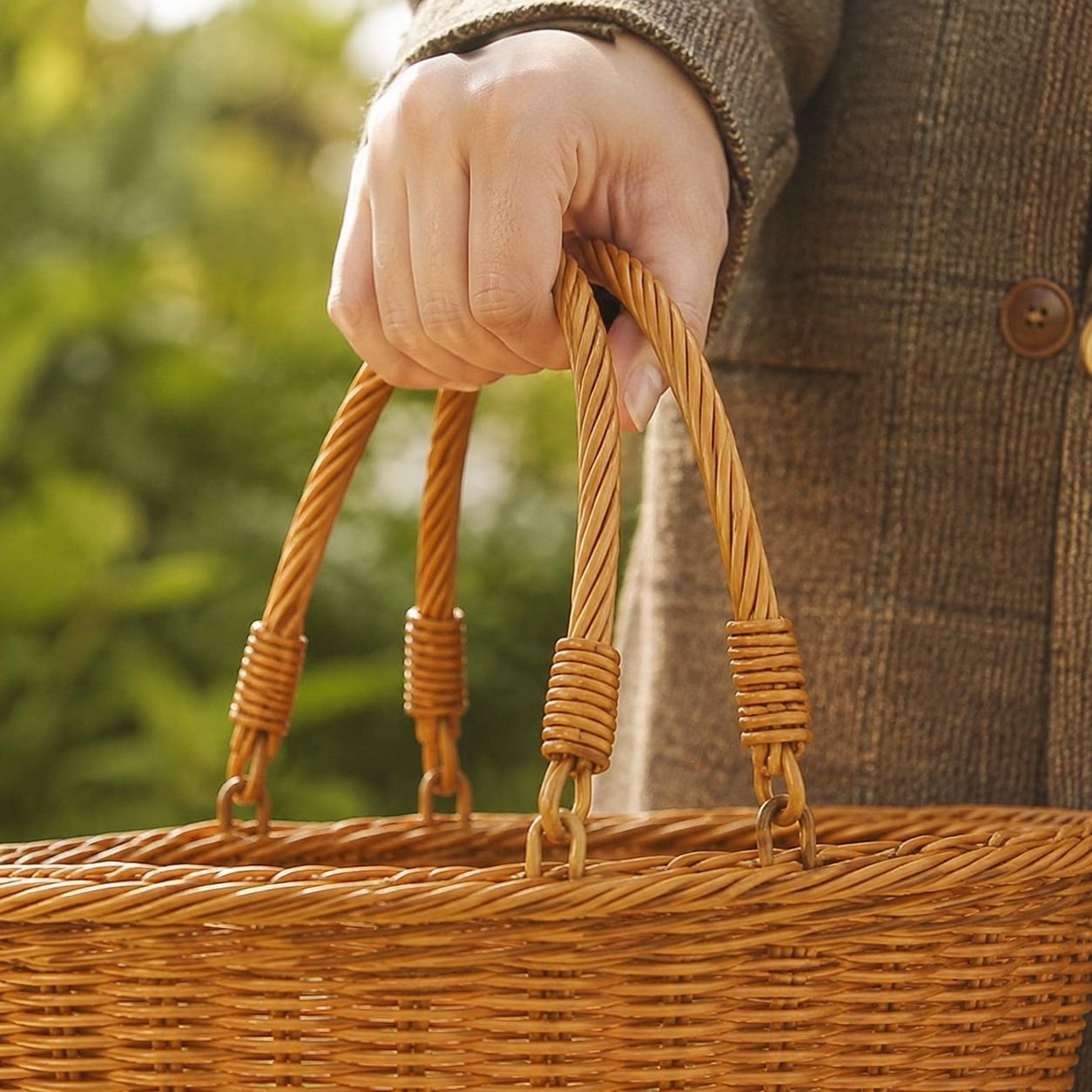 Durable portable grocery basket with handle