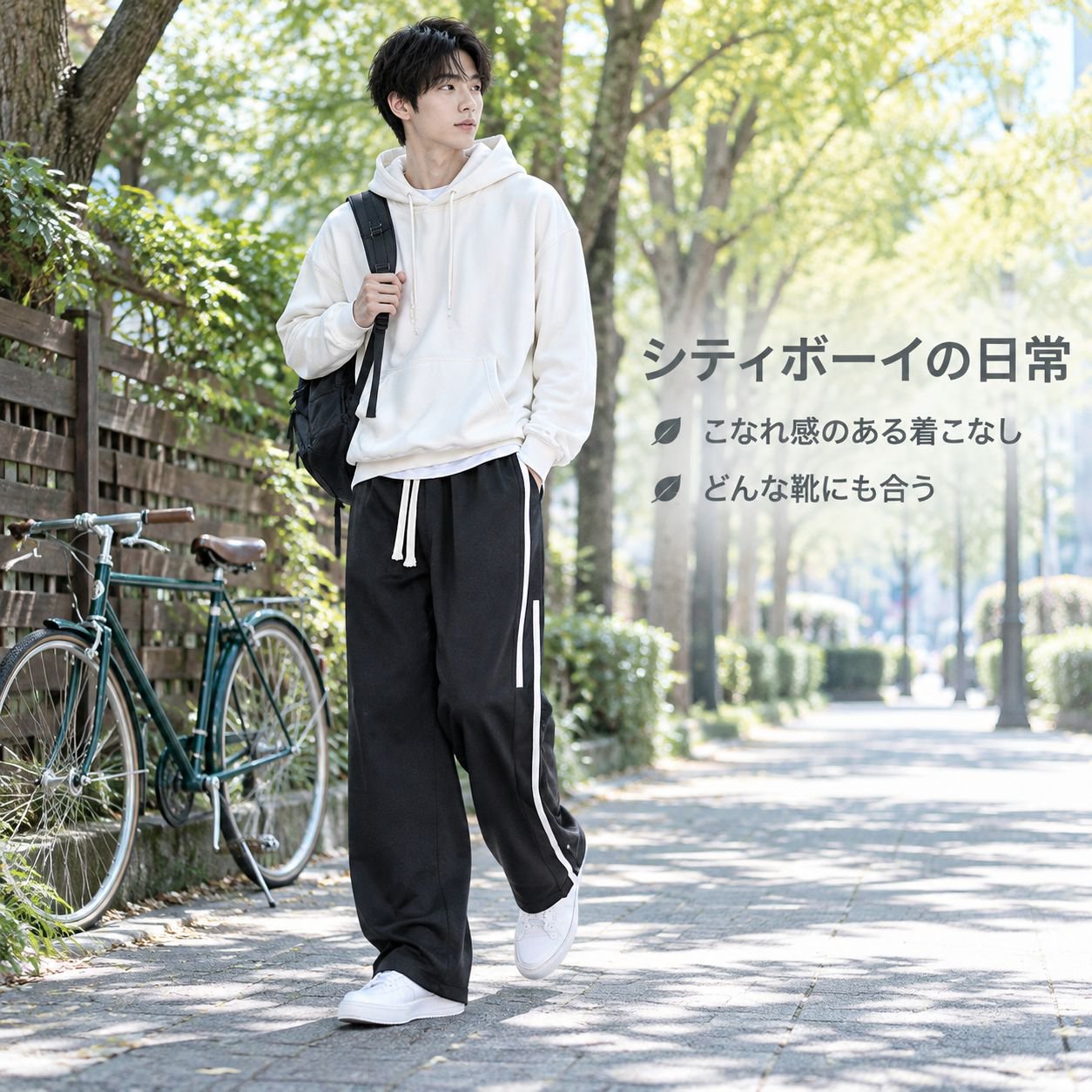 ストレートゆったりカジュアルスポーツパンツ