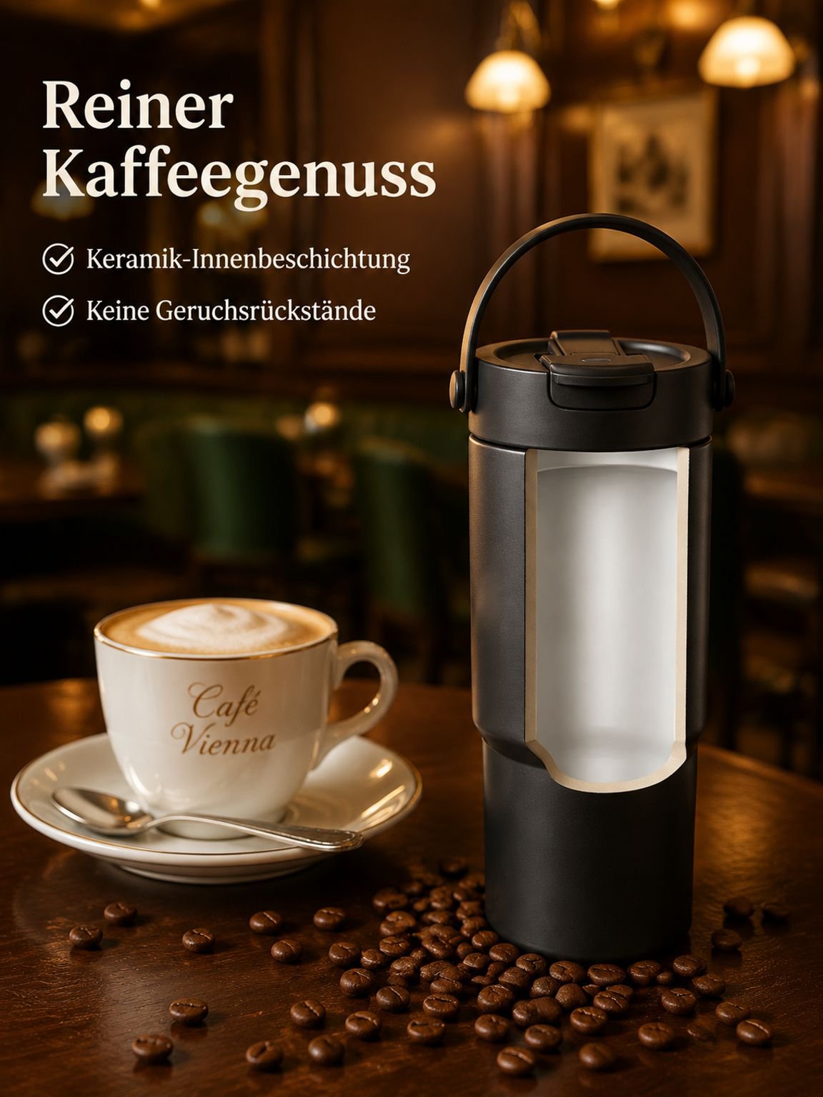 Stylische Keramik-Thermoflasche mit viel Volumen