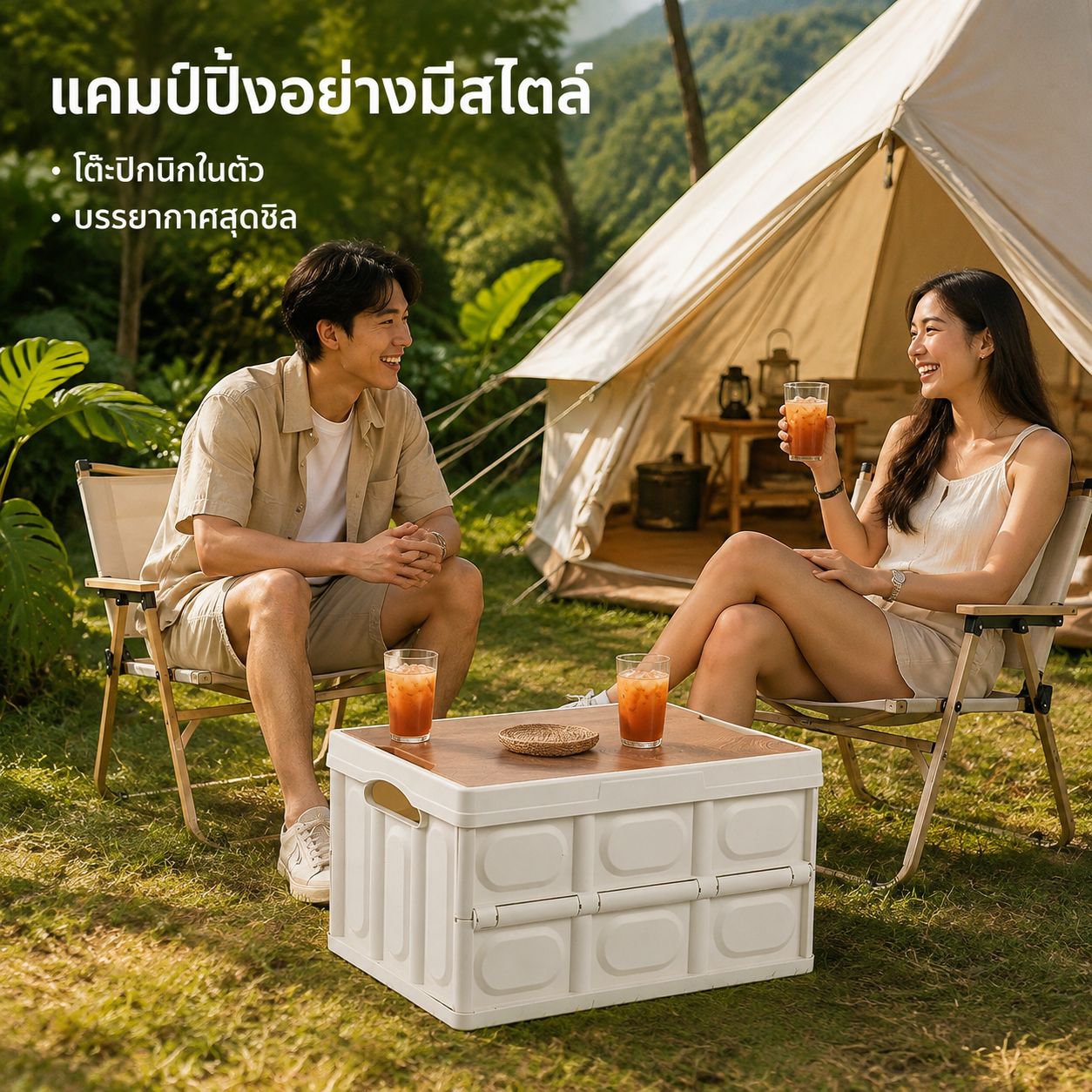 กล่องเก็บของพับได้สำหรับตั้งแคมป์กลางแจ้ง