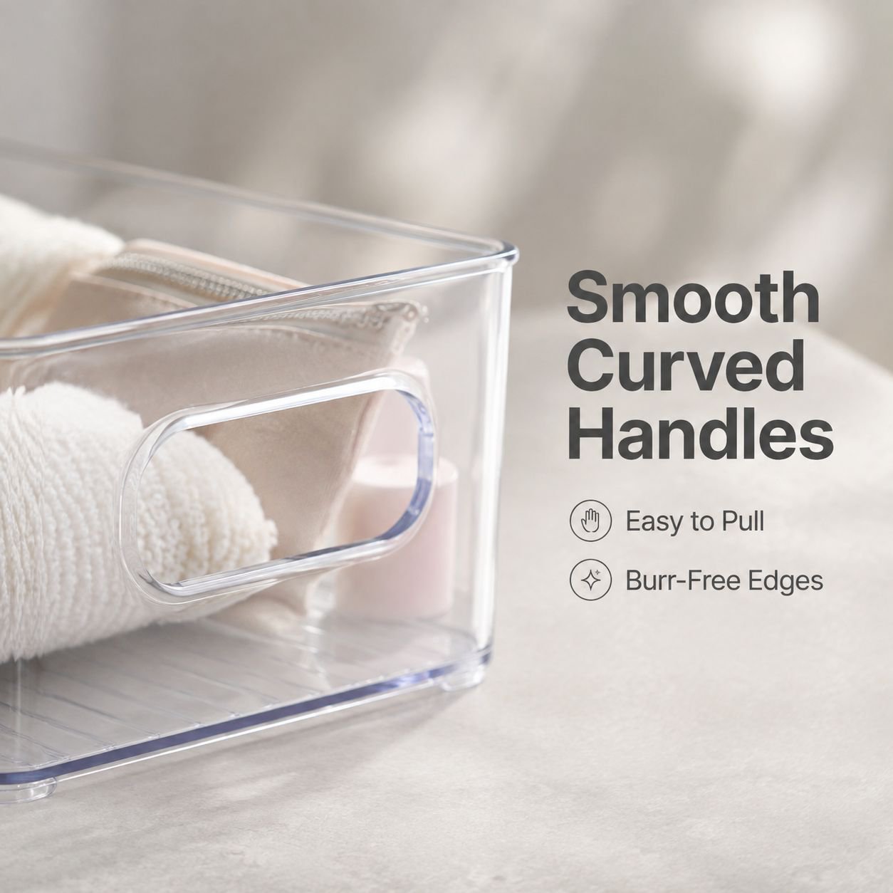 Narrow Clear Desktop Storage Box