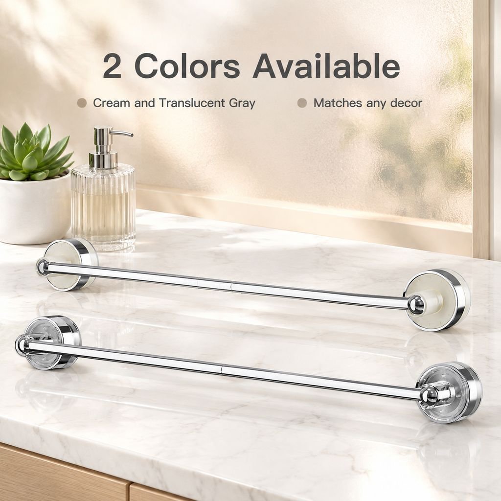 Suction Cup Towel Rack Punch-Free Retractable Bathroom Towel Bar Wall Mounted Shelf