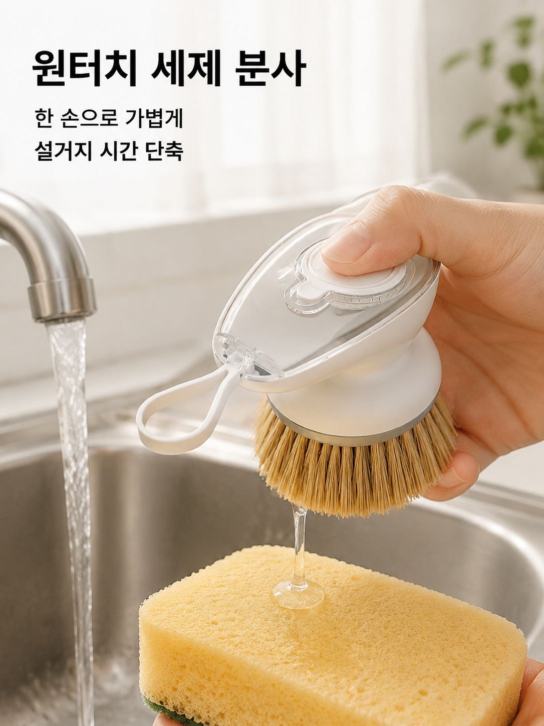 원터치 액체 주입 냄비 솔 매직 클리너