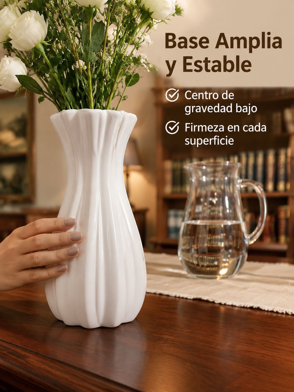 Jarrón de suelo de estilo francés de plástico con flores artificiales para decoración del hogar