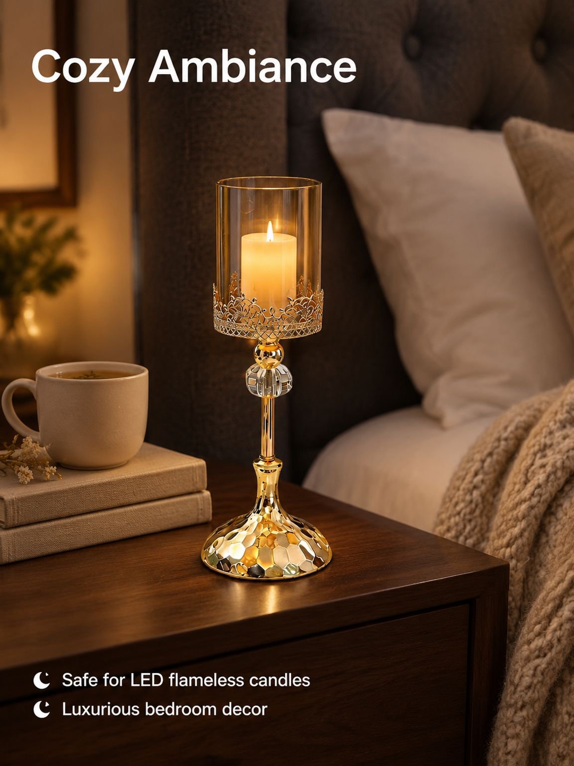 Crystal candle holder for luxury home and dining decor