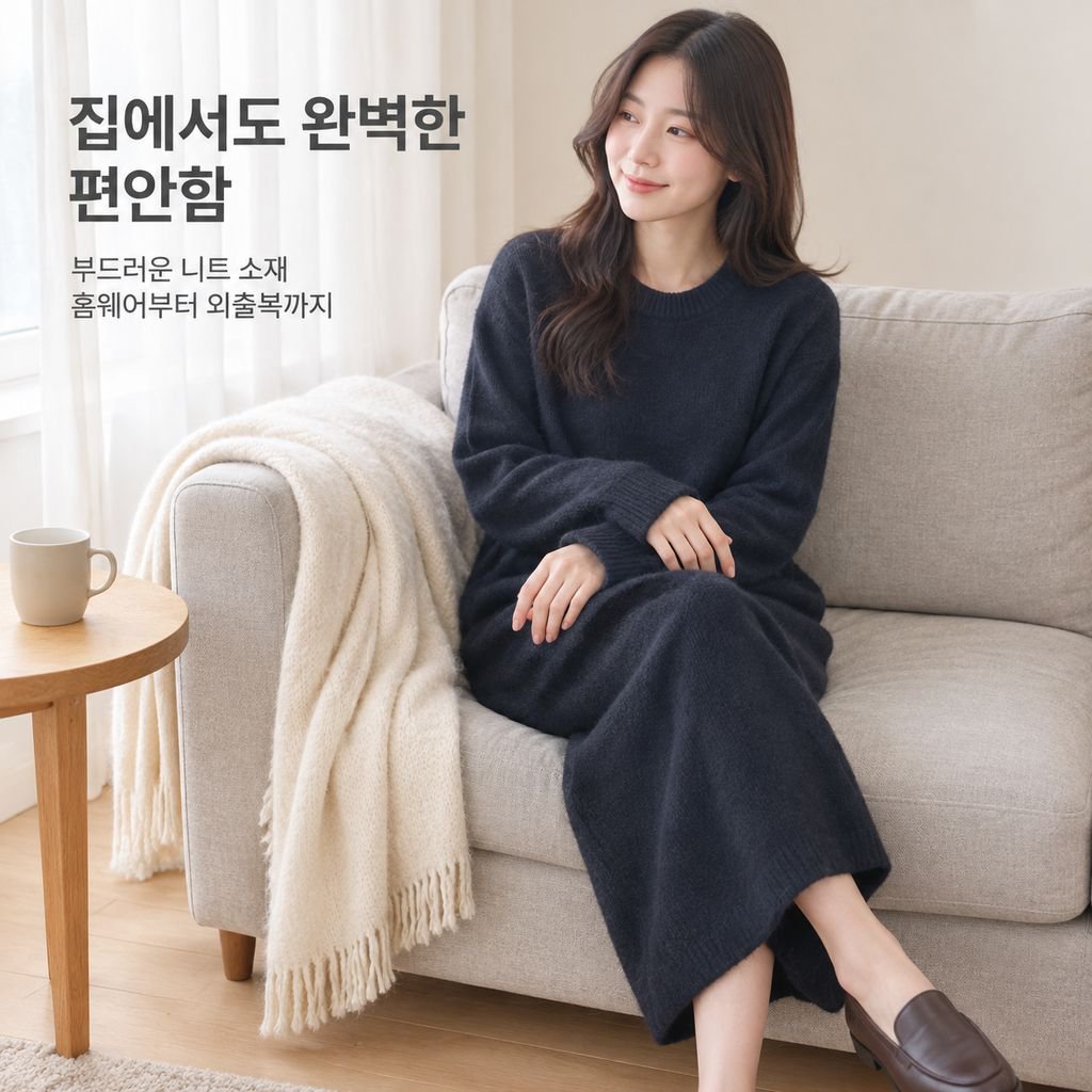 여성용 프리미엄 가을/겨울 니트 원피스 – 미디 기장 및 무릎 길이 스타일