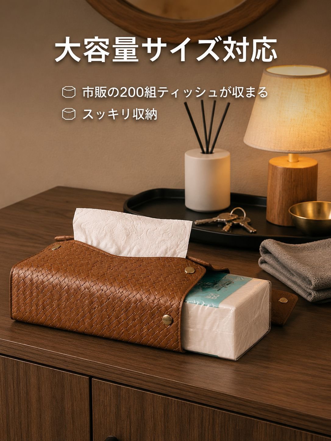高級PUレザー ティッシュボックス リビング・テーブル用
