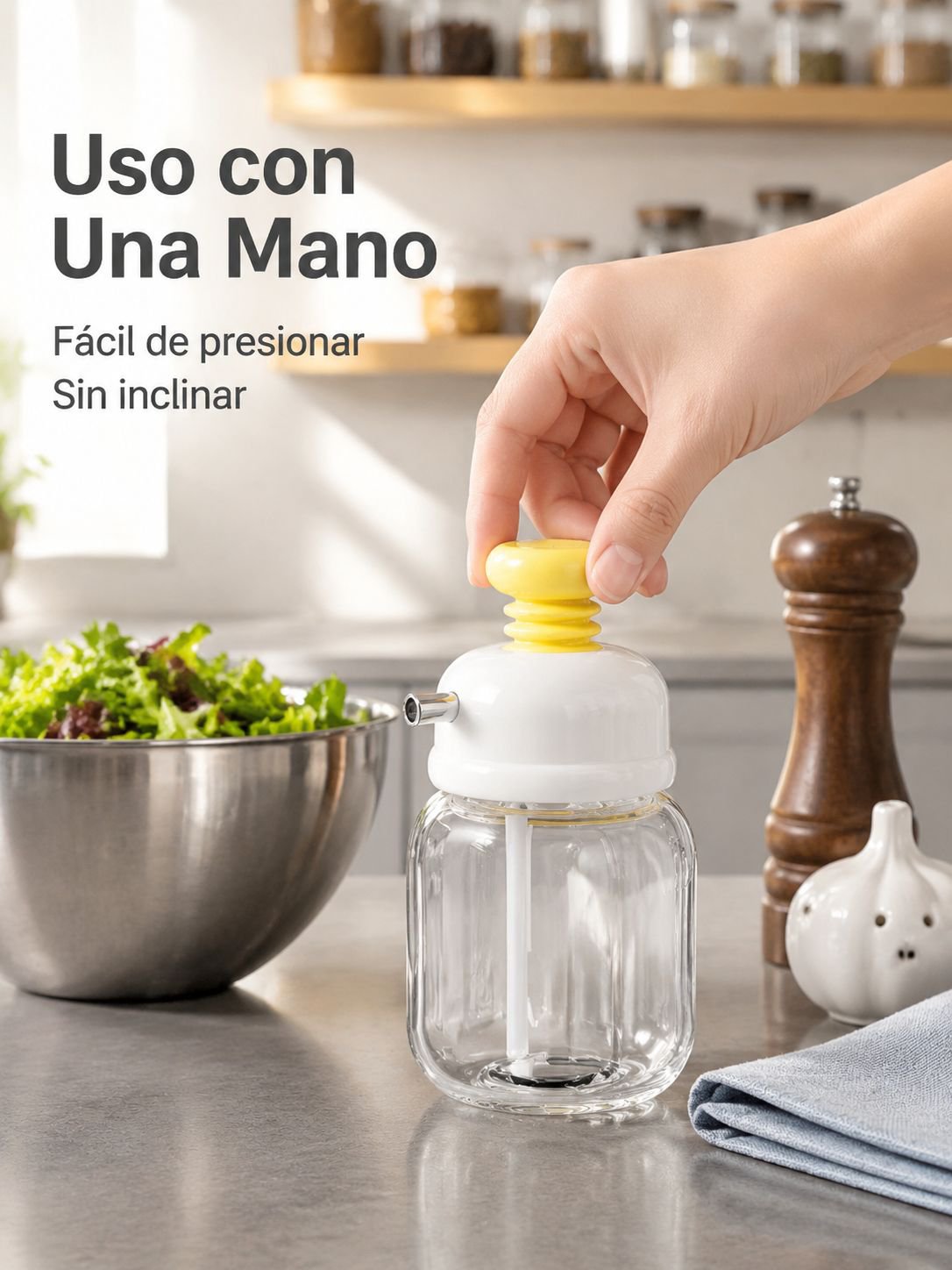 Botella exprimible de aceite con control de flujo