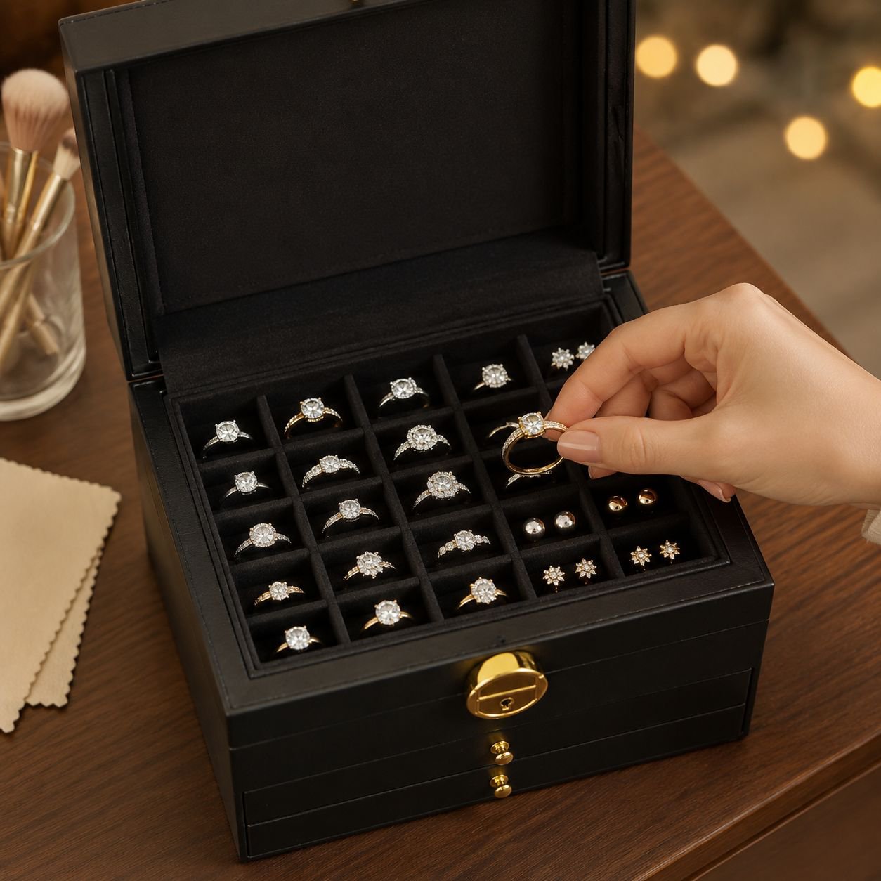 Multifunctional jewelry organizer with mirror