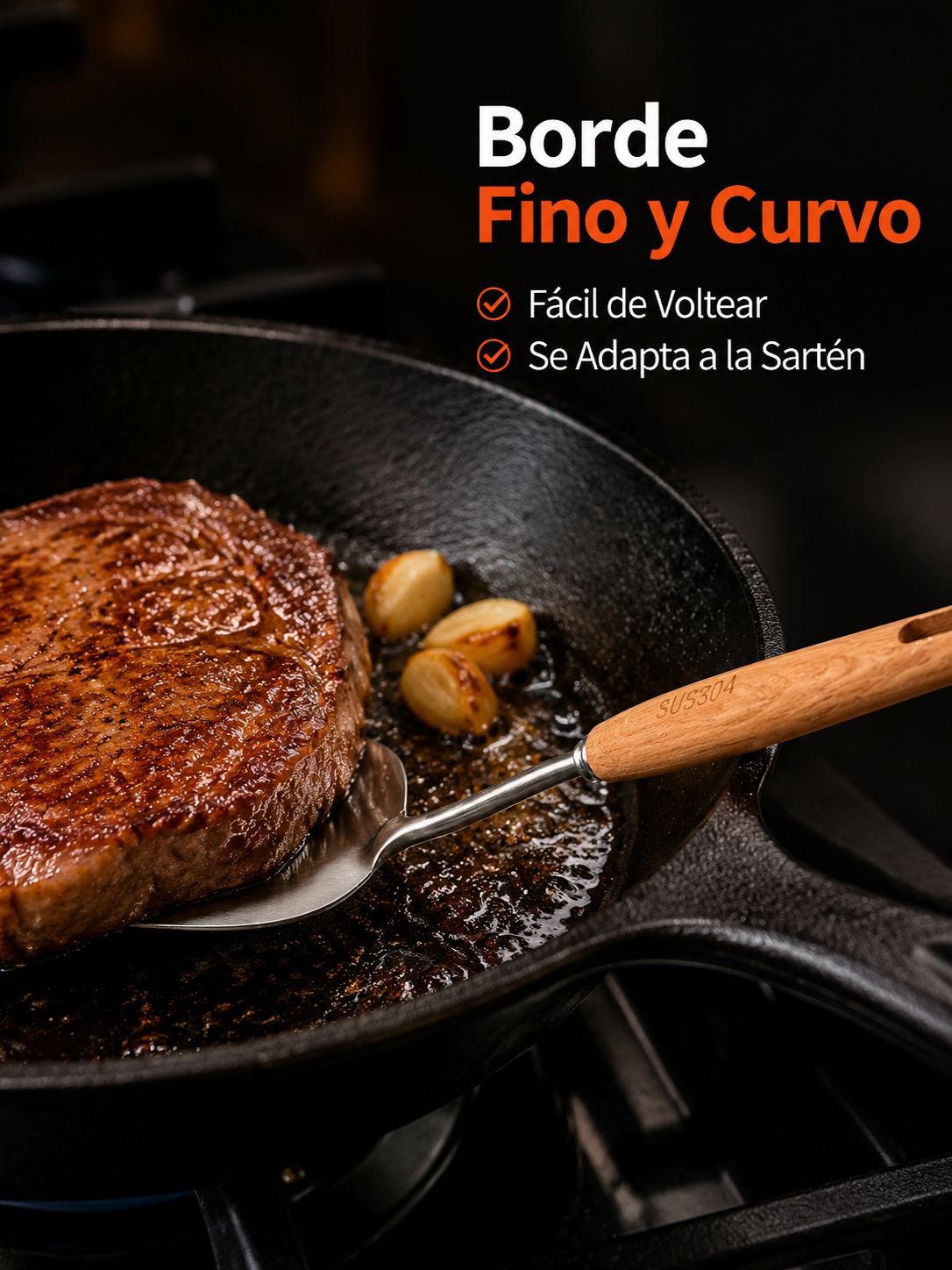 Espátula de cocina con mango de madera de sándalo