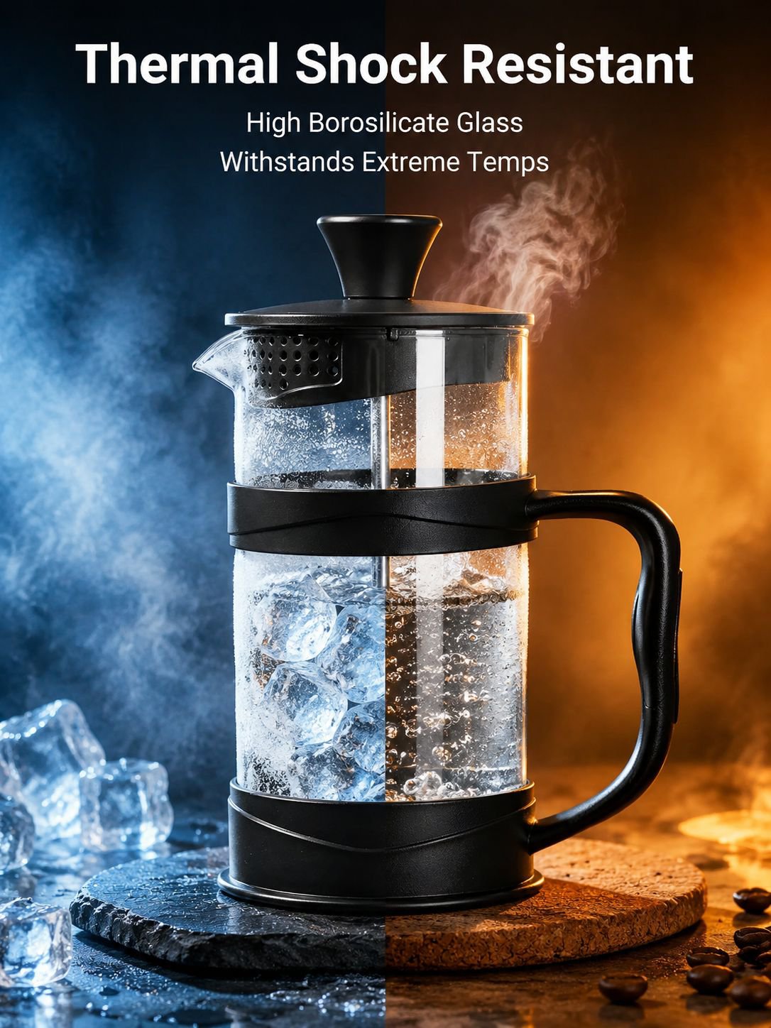 Heat resistant French press coffee pot
