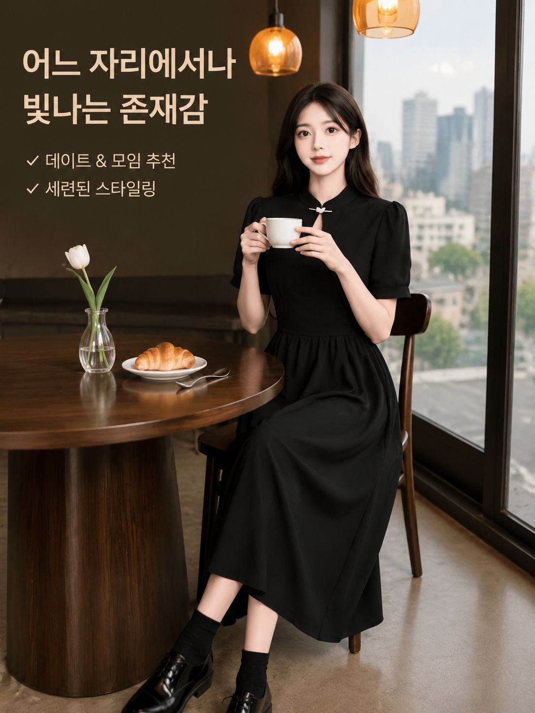 여름 여성의류 국풍 트임 롱스커트 블랙원피스 뉴 차이나 티스커트 햅번원피스