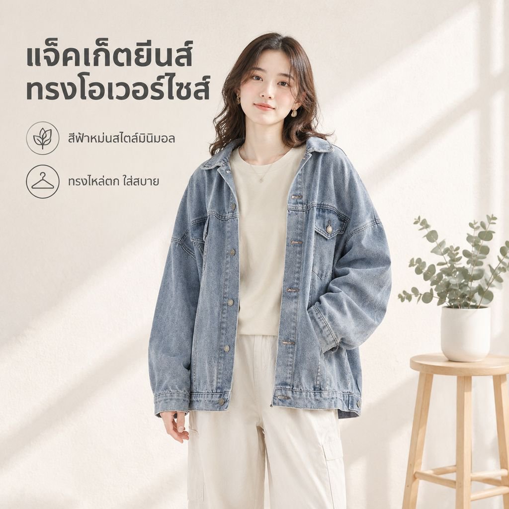 เสื้อแจ็คเก็ตยีนส์แฟชั่นสำหรับผู้หญิง ฤดูใบไม้ผลิ-ใบไม้ร่วง
