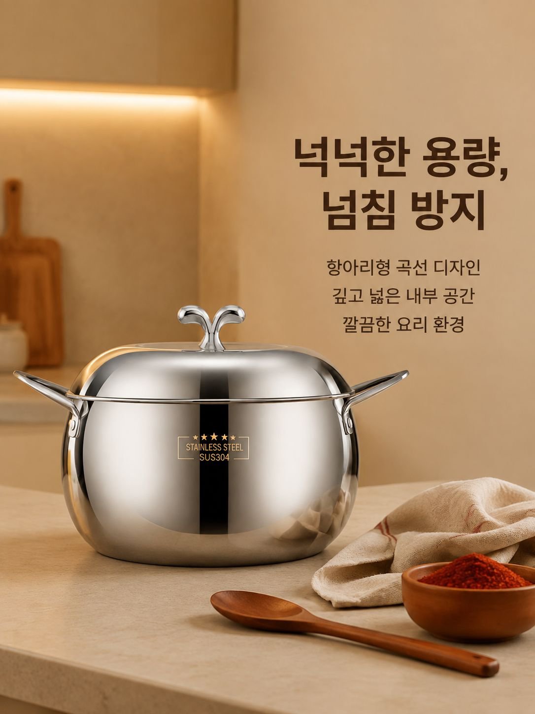 가정용 찌개냄비 두꺼운 스텐 배 다용도 국수냄비 가스렌지 인덕션 범용 찌개냄비
