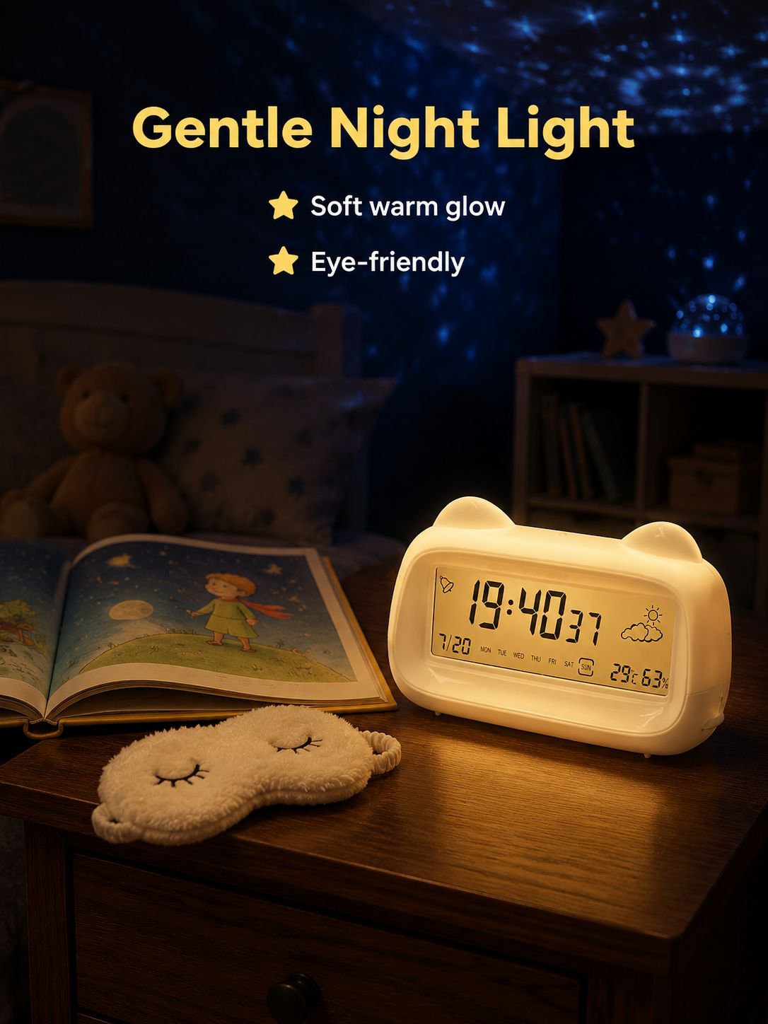 Cat Multifunctional Cute Children's Alarm Clock Rechargeable Luminous/Snooze